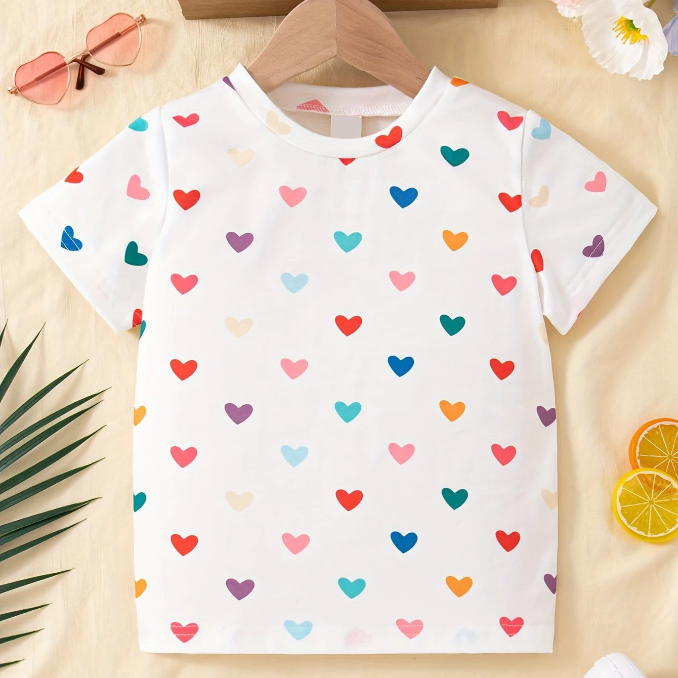 2024 Children's Clothing Girl T-Shirt Short Sleeve Child T-Shirt Vibrant Heart Graphic Casual Kids Summer Clothes Girl Top Tees