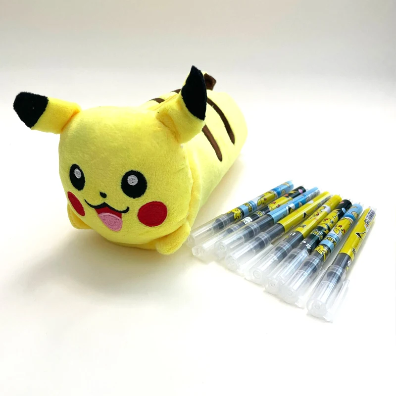 pokemon lapis cases para meninas kawaii plush pen bolsa papelaria estudante presente kids escritorio material escolar bonito 01