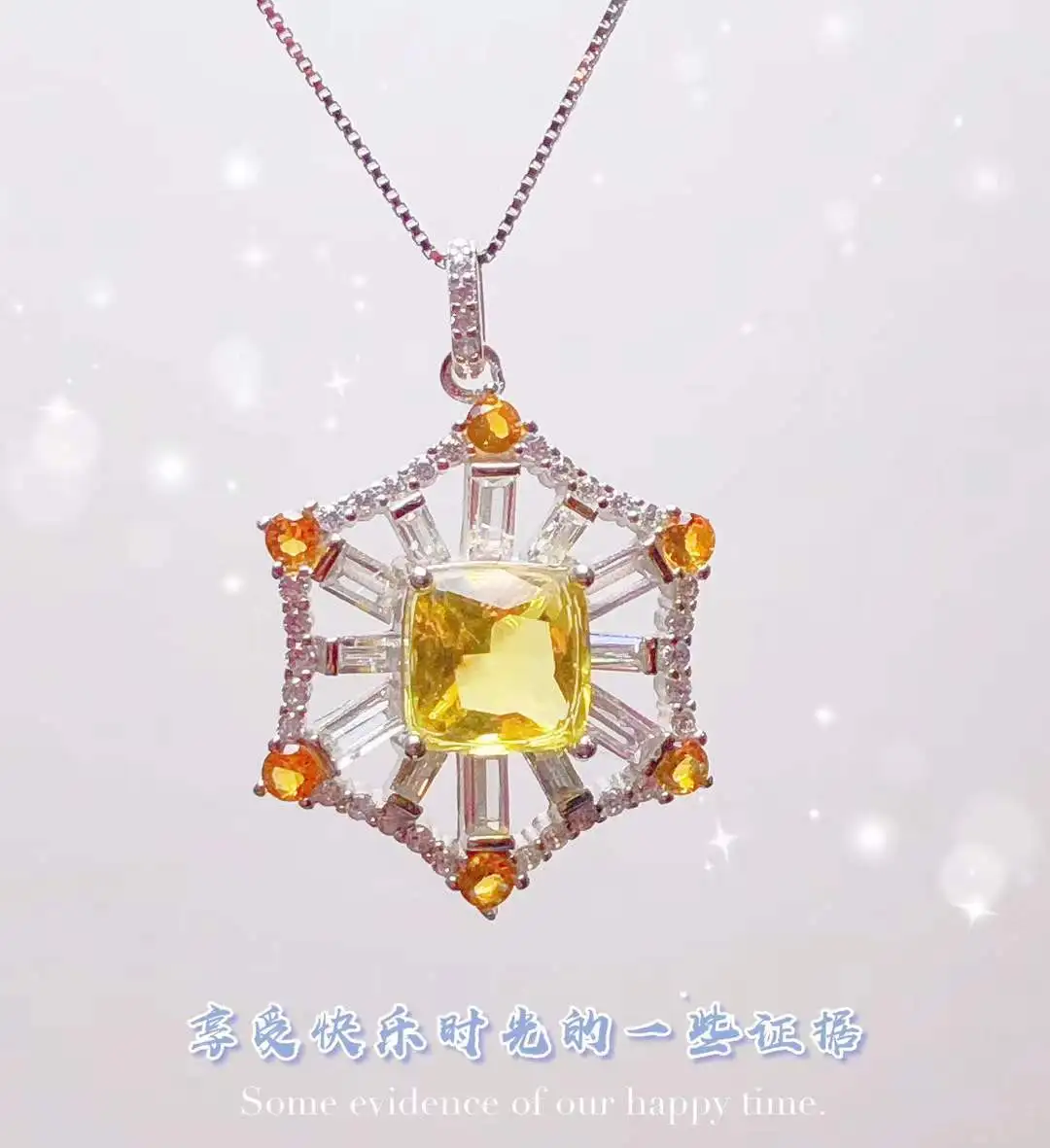 Natural Mexican Blue Amber Silver Pendant - Octagon Symmetrical Shape Faceted Square Gemstone Jewelry Gift for Women