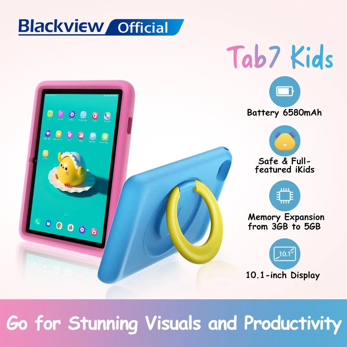 تابلت Blackview Tab 7 للأطفال مقاس 10.1 بوصة 800*1280 شاشة عالية الدقة بقدرة 6580 مللي أمبير في الساعة عمر بطارية طويل T310 CPU Android للأطفال