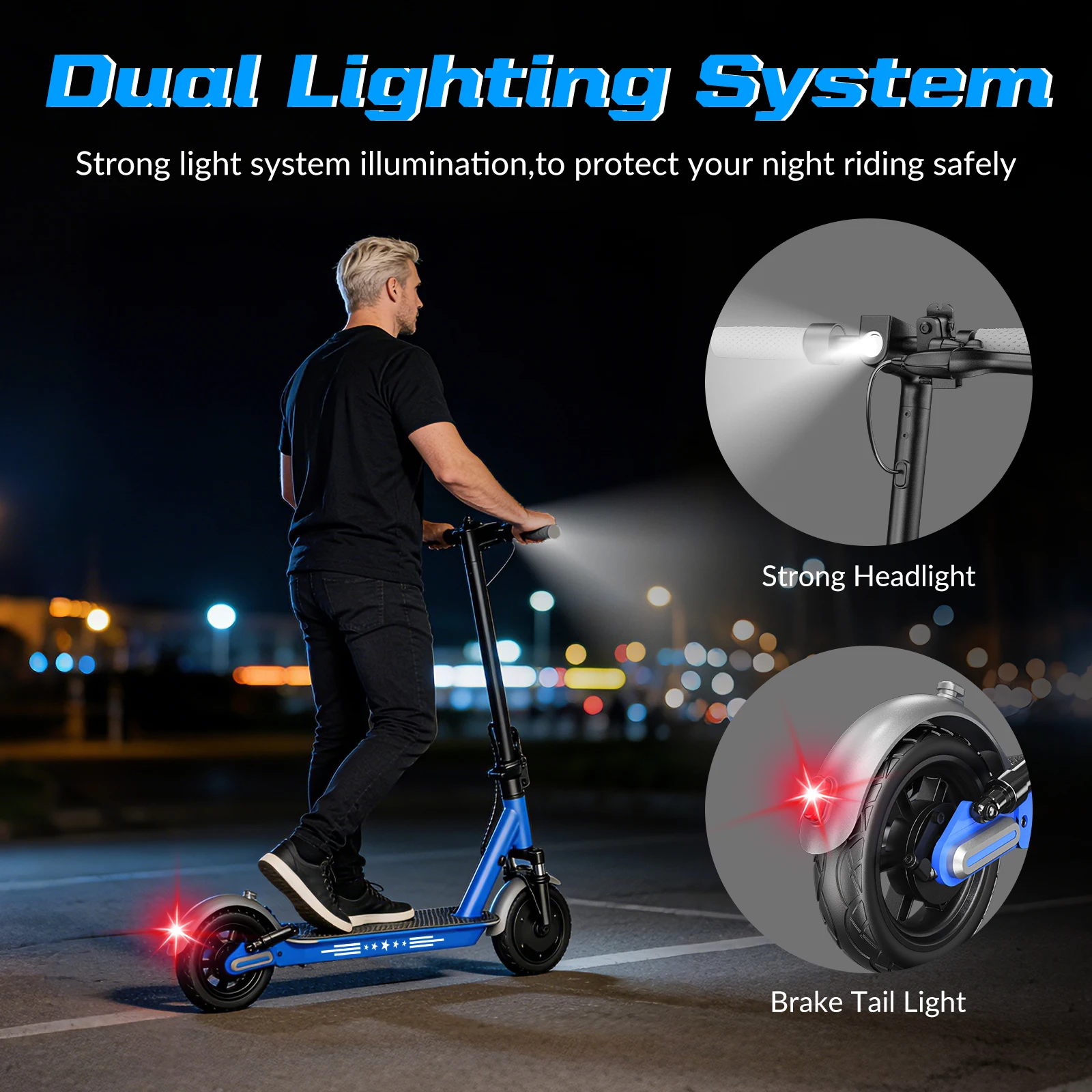 

Keemigo Electric Scooter 350W Motor 36V 10.4/13AH Escooter Front And Rear Shock Absorbers E-Brake Drum Brake Commute For Adult