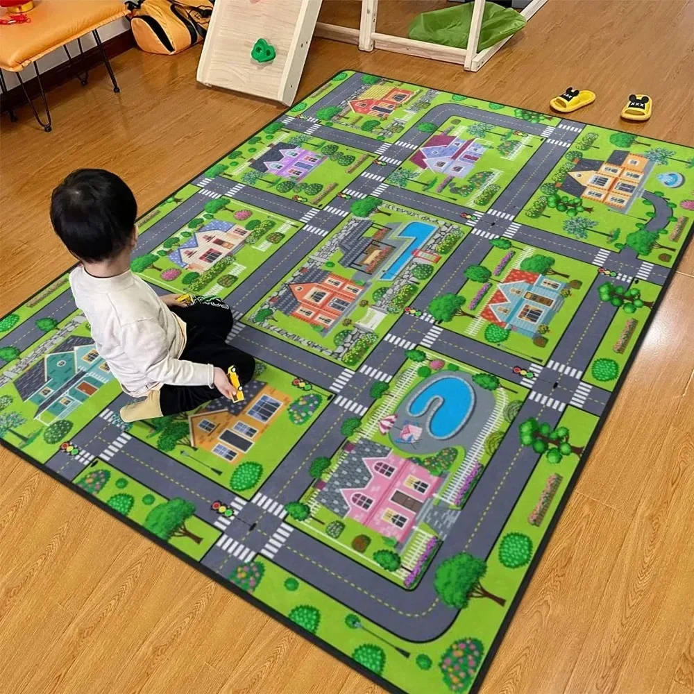 Komplexer Rennstrecke für Kinder, Multi-Loop-Autospielmatte, Kinderspielzimmer, pädagogischer Verkehrsteppich – Detail 7