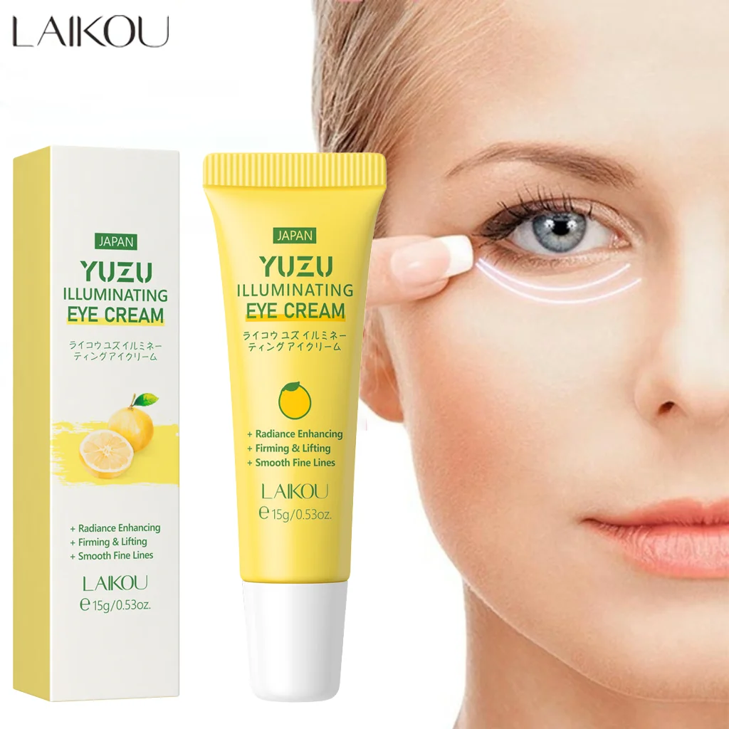 LAIKOU Yuzu Crema para ojos Anti ojeras Bolsas debajo de los ojos Iluminadora Reductora de arrugas Reafirmante Cuidado de los ojos 15g
