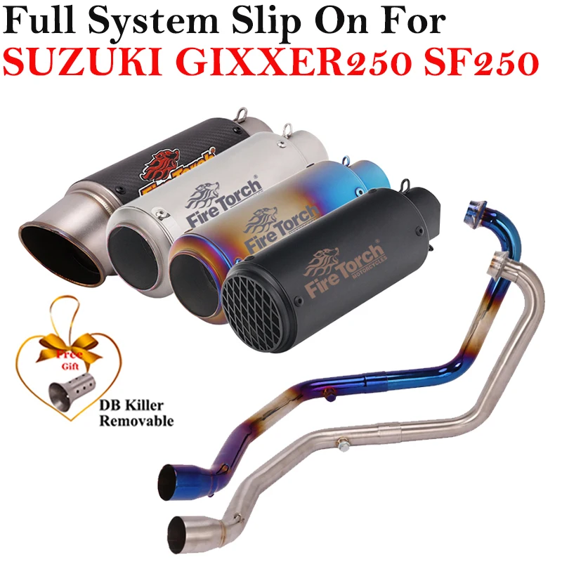 

Full System Motorcycle Exhaust Escape Slip On For SUZUKI GIXXER 250 GIXXER250 SF250 Front Link Pipe Carbon Muffller DB Killer