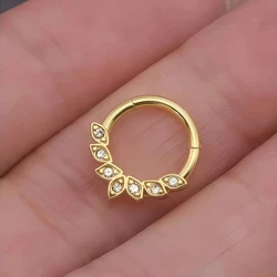 1Pc 18K Gold Plated Stainless Steel Nose Ring,Synthetic Zircon Nasal Septum Piercing Jewelry Gift Suitable Everyday Wear