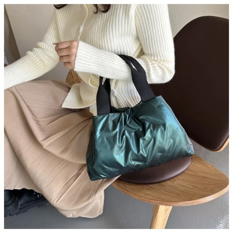 New Fashion Women Quilted Hobo Bag Quilted Space Padded Handbag Winter Female Shoulder Bag Large Capacity Tote Trend Pillow Bag