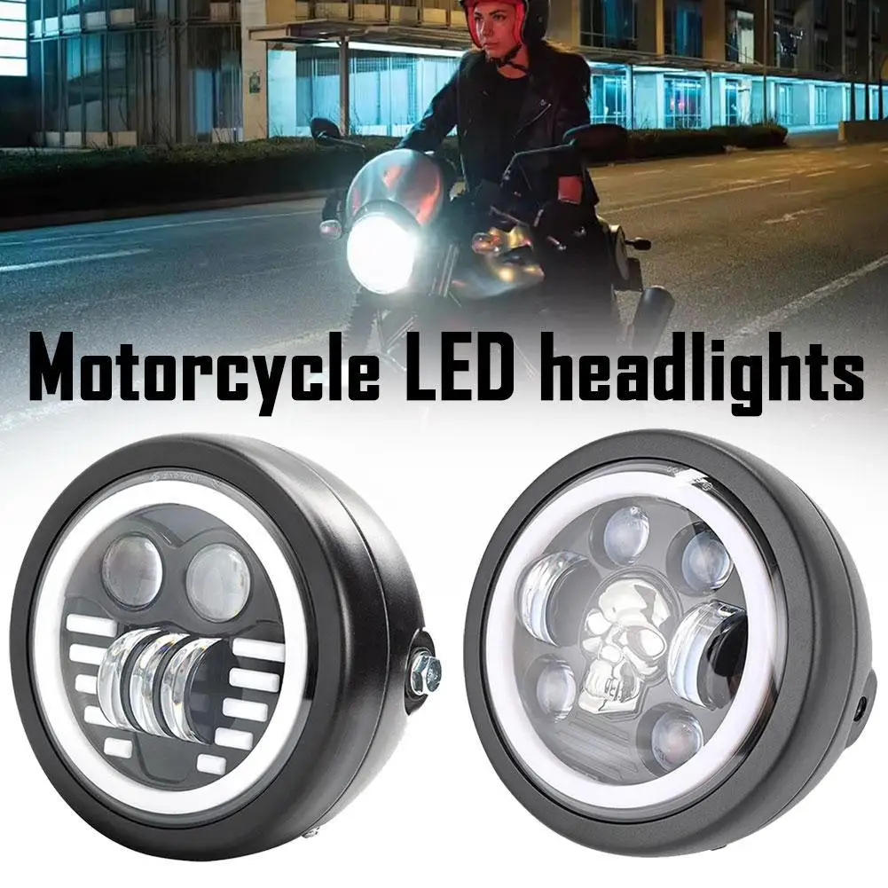 

Универсальная светодиодная фара для мотоцикла Hi & Lo, фара DRL с указателями поворота ангела для Harley Sportster Cafe Racer Y2T0