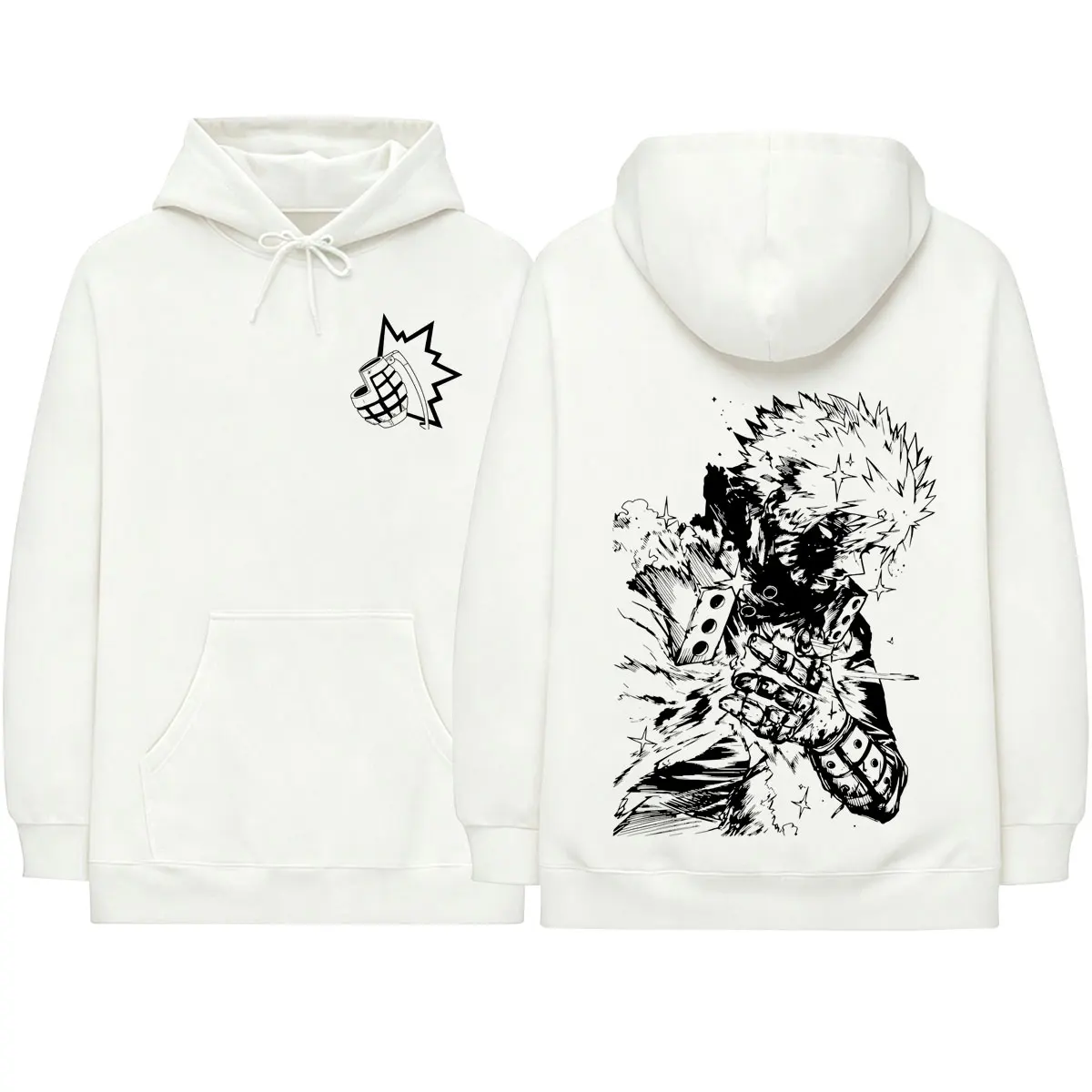Japanischer Anime My Hero Academia Bakugou Katsuki Hoodies Herrenbekleidung Übergroße Kapuzenpullover Mode Langarm-Pullover – Detail 2