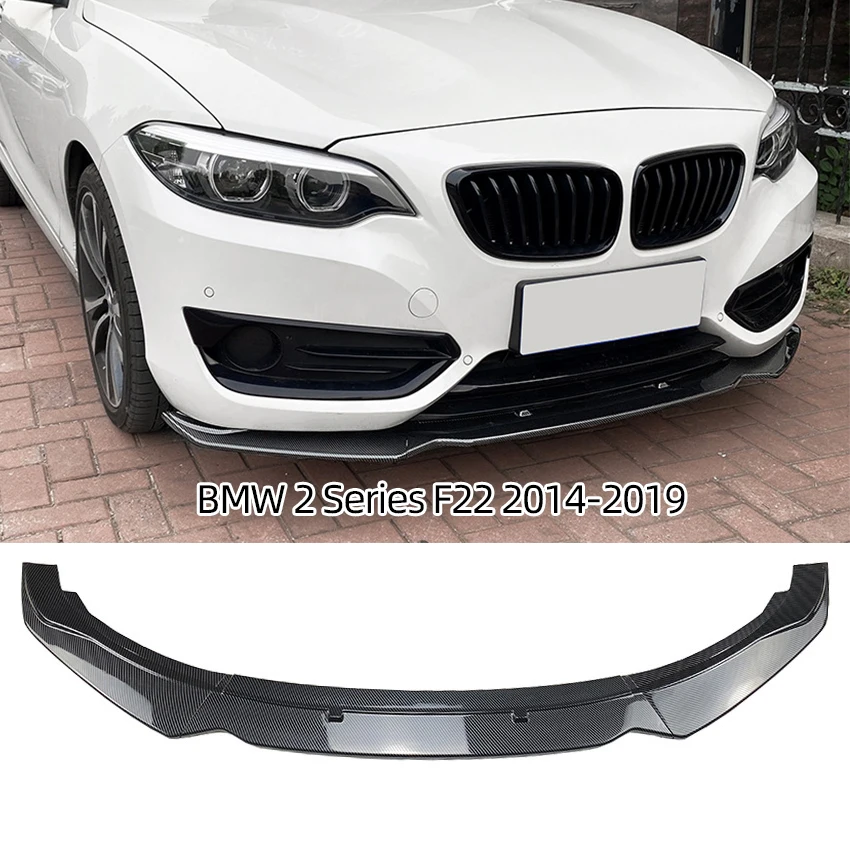 Carbon Fiber Look/Gloss Black Front Bumper Spoiler Splitter Lip For BMW 2 Series F22 220i 225i 228i Basic Model 2014-2019