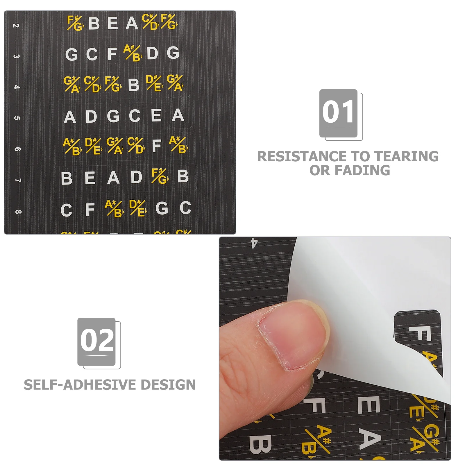 

2 Sheets Music Stickers Guitar Fretboard Note Map Chord Decoration for Self-adhesive Electric Chart Finger