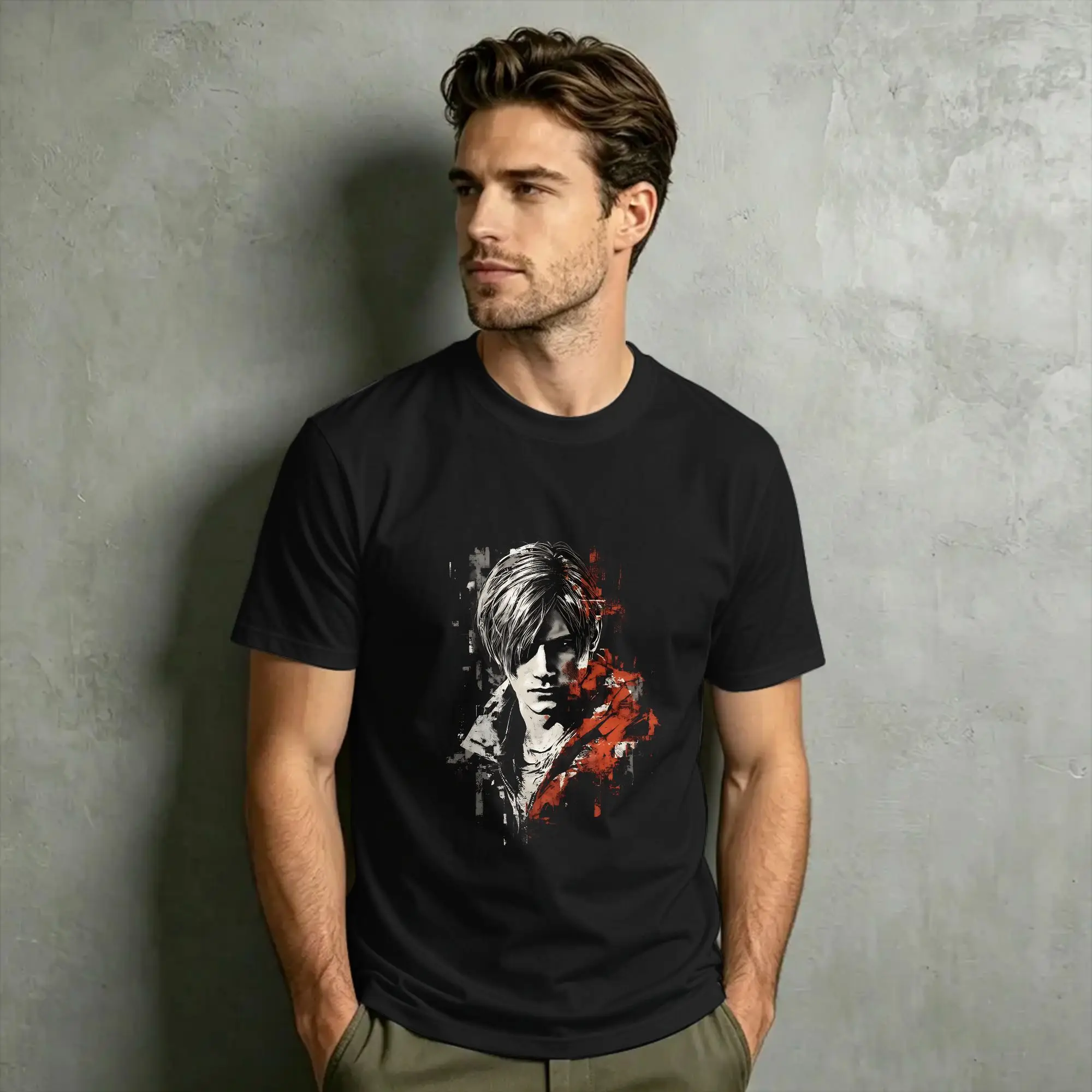 L-Leon Scott Kennedy T-Shirts Men  Casual 100% Cotton Tees Crewneck Short Sleeve T Shirt Party Clothing