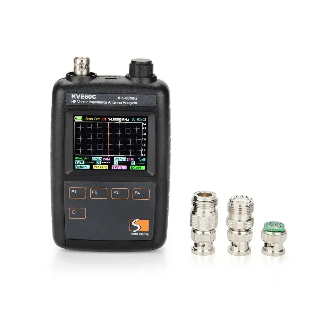 Analisador de impedância vetorial para antena KVE60C, adaptador de 3 fichas, carga fictícia, exibição gráfica 0,5-60MHz, dispositivos de inspeção, HF