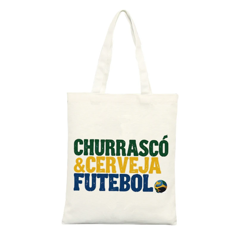 Canvas Tote Bag with Typography and Soccer Ball Graphic, Casual Style for Daily Use and Outdoor Outings