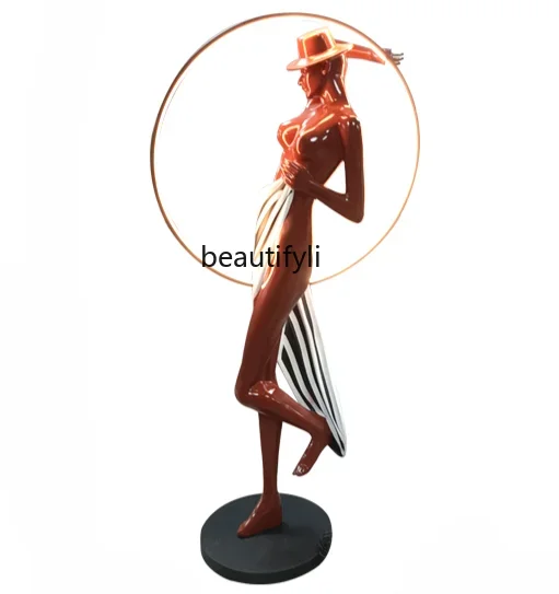 

Creative Large Floor Ornaments Soft Glass Steel Figure Sculpture Indoor Abstract Artwork