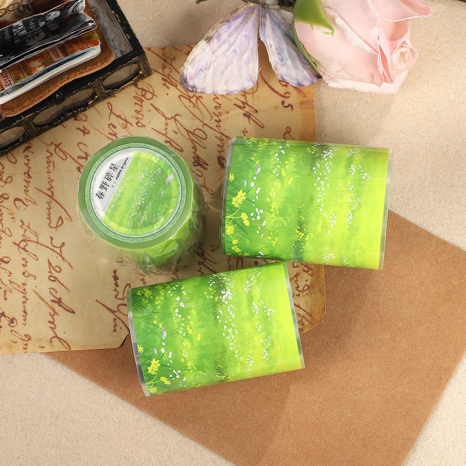 

Лента ПЭТ 60мм*5м с винтажным рисунком весенних растений и пейзажей, креативный материал для творчества, скрапбукинга и декоративного оформления