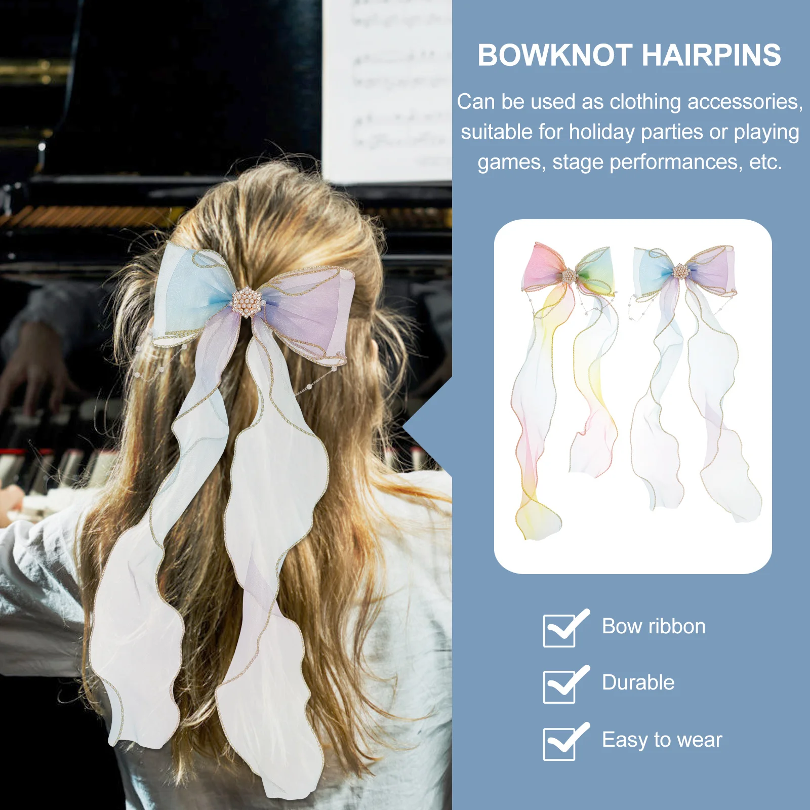 2 قطعة مشبك القوس الشريط دائم للفتيات غطاء الرأس الحلو مناسبة لتسريحات الشعر المختلفة الأحداث فيونكات شعر Bowknot دبابيس الشعر