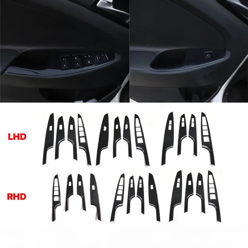 LHD RHD For For Hyundai Tucson 2015-2020 ABS Carbonfiber window rise switch cover glass control panle cover interior accessories