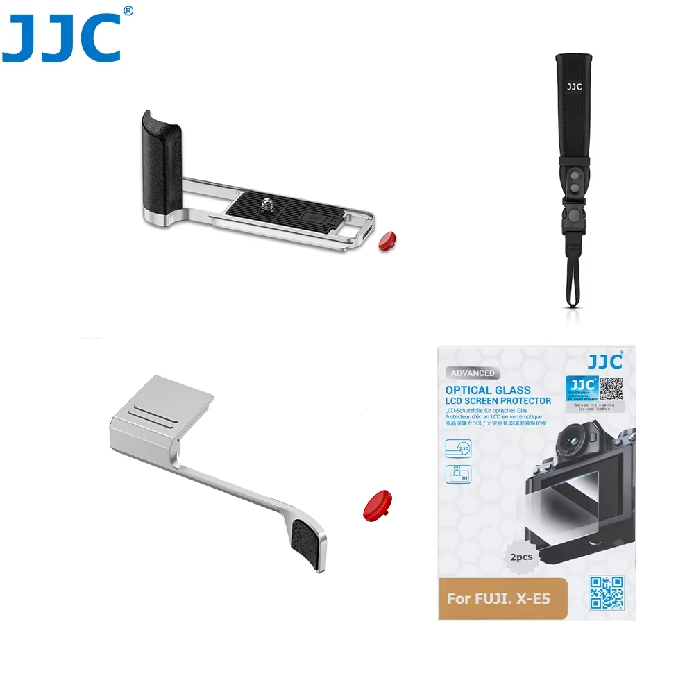 

JJC Fujifilm X-E5 Accesories Camera Hand Grip with Shutter Button for Fujifilm XE5 XE-5 Thumb Grip Screen Protector Wrist Strap