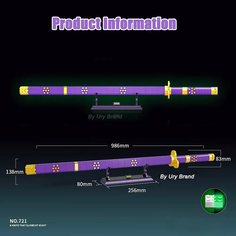 2022 neue 1016 Stücke Anime One Piece Roronoa Zoro Yamato Modell Bausteine Ziegel Kit 98 CM Katana Messer Abbildung Set kind Spielzeug Geschenk