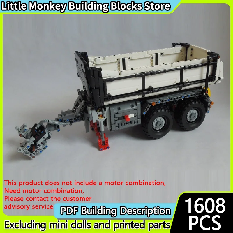 

City Car Model MOC Building Bricks Classic Tipper Trailer White Modular Technology Children Holiday Gifts Assemble Toys Suit