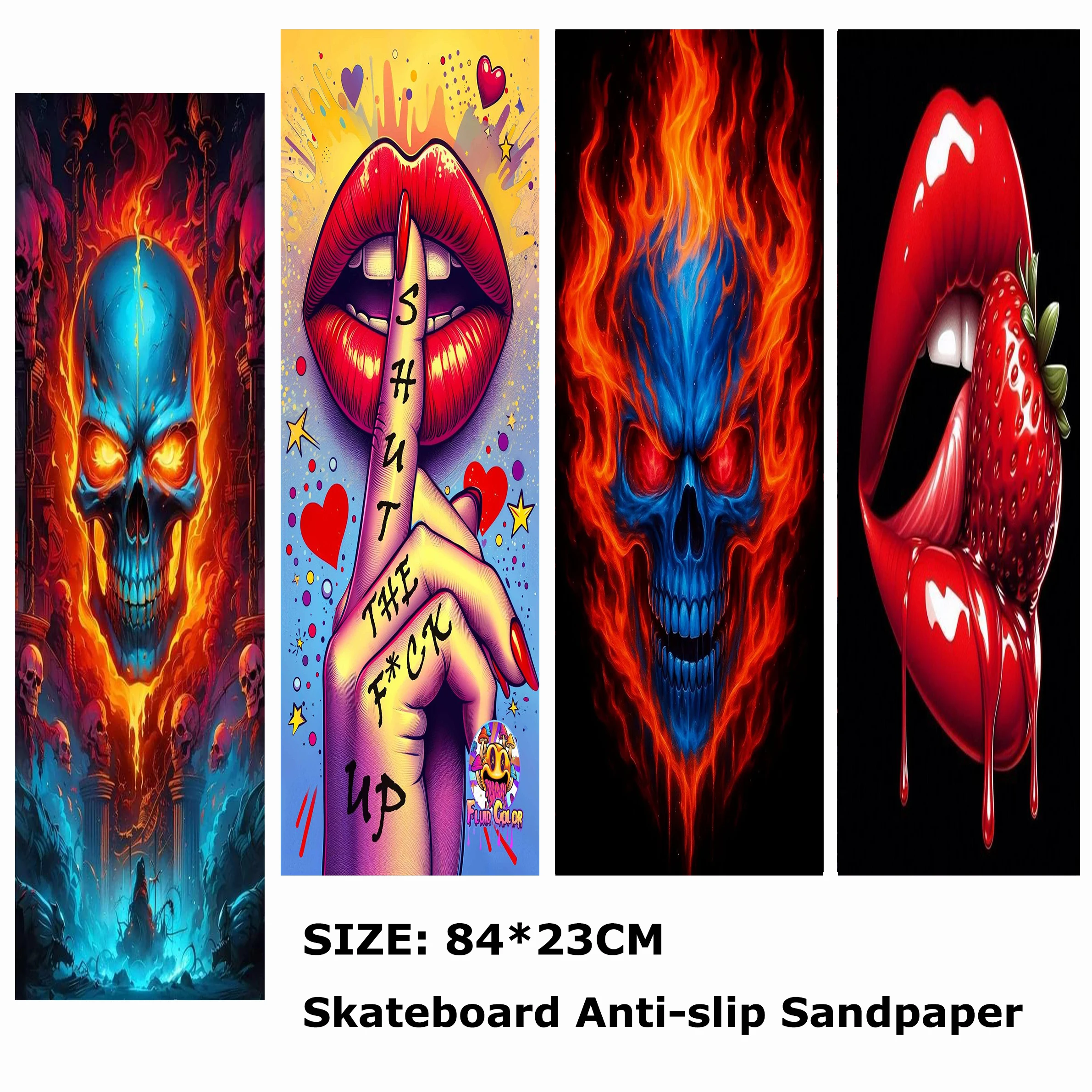 

Sexy Lips Colorfull Skull Pattern Electric Scooter Anti-slip Sticker Sandpaper Skateboard Grip Tape Sheet 84*23cm