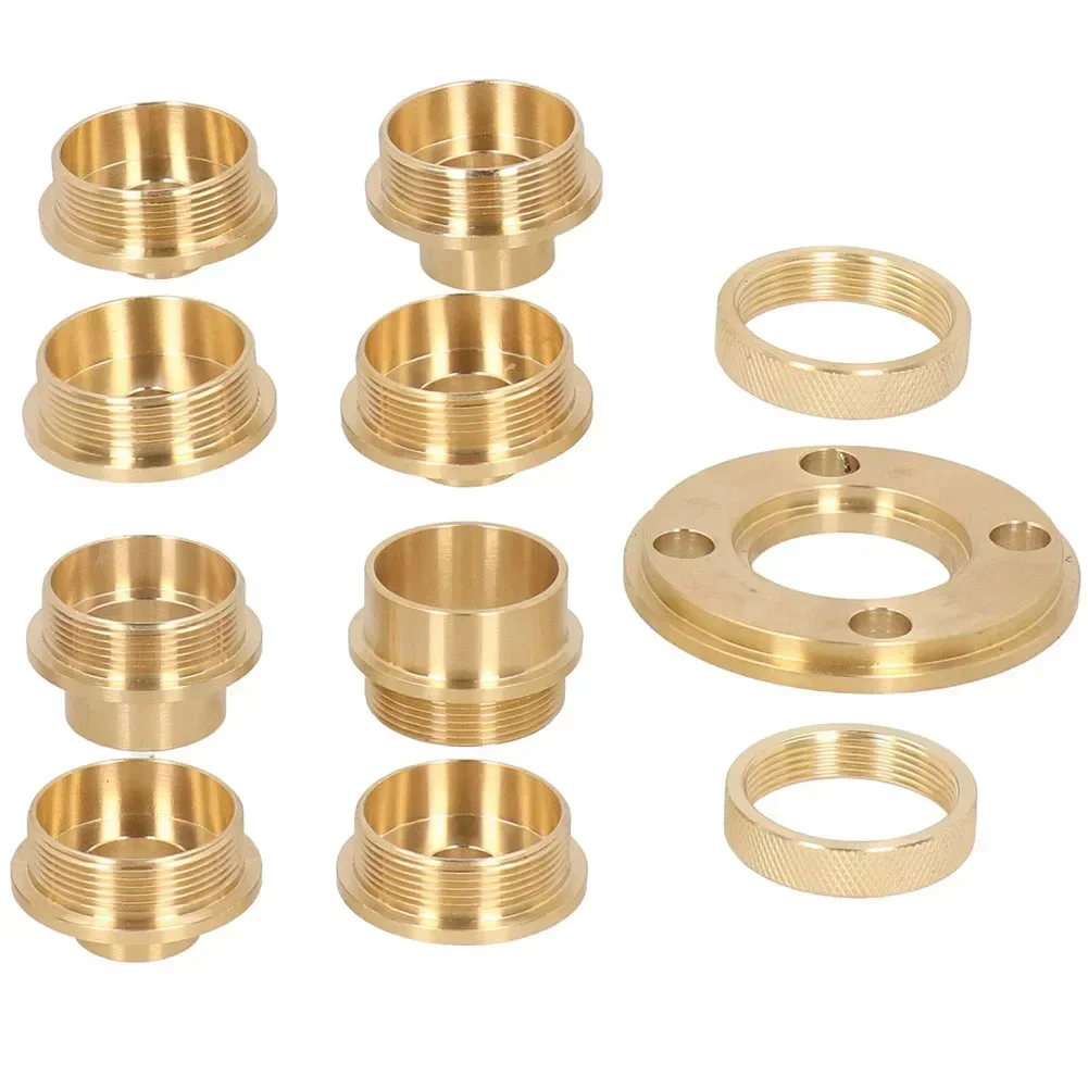 11Pcs Set Brass Template Router Guides With-Lock Nut Adapter 10-30mm Router Template Guide Bushing Kit Milling Tool Accessories