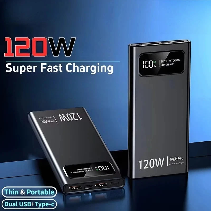 

Powerbank 20000 мАч 120 Вт Сверхбыстрая зарядка Большая емкость Светодиодный цифровой дисплей Портативная внешняя батарея для всех моделей