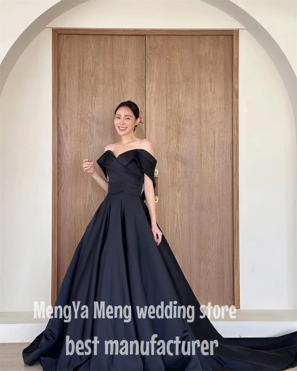 

Stylish Off-shoulder Evening Dress 2025 Elegant Satin A-line Party Gown Classic Pleated Floor-Length Party Dresses Customized