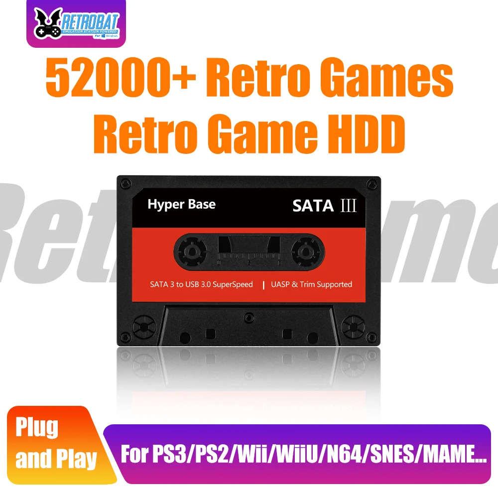 500GB/2TB Gaming HDD Batocera Retro Game Console With 52000+Games For PS3/PS2/Wii/WiiU/N64/SNES/Sega Saturn/MAME for Windows PC