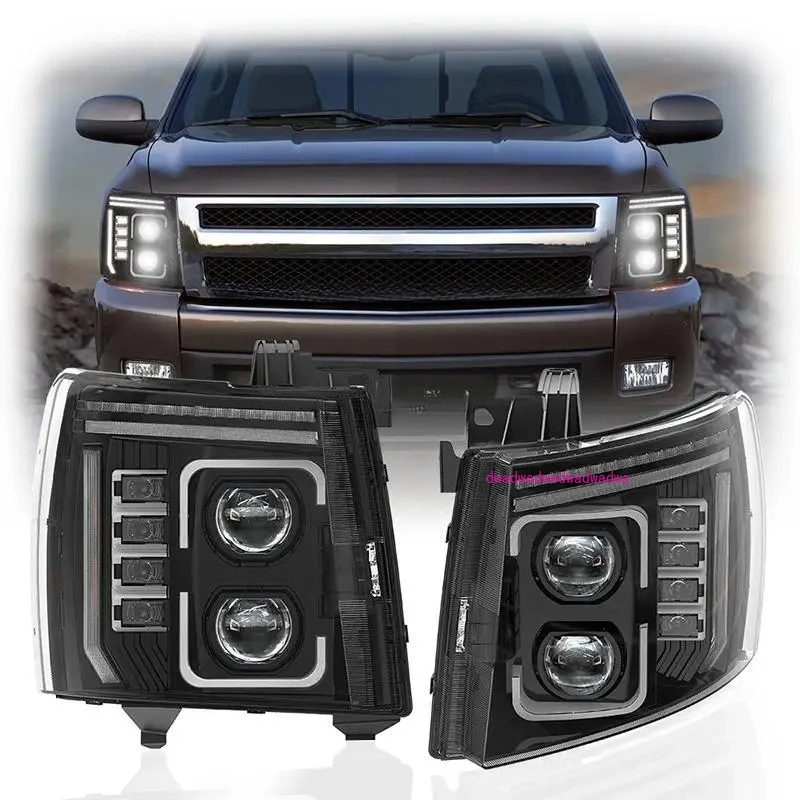 

Автомобильные аксессуары для Chevrolet Silverado 07-13 светодиодные фары проектора с белыми DRL/янтарными поворотными передними фарами в сборе