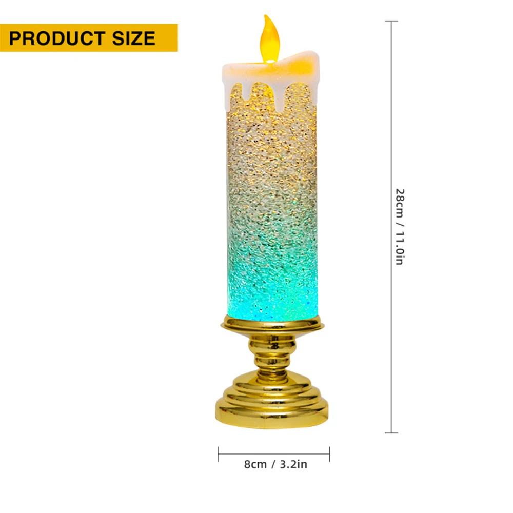 Bougie électronique LED colorée en cristal nickel é, décoration de fête de Noël et de mariage, batterie USB ou AAA, 62, 11 po