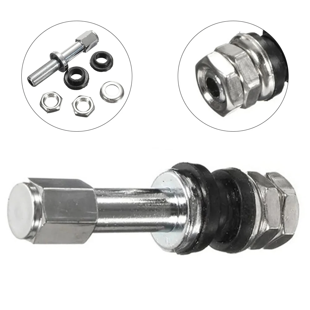 4Pcs TR48e Bolt Screw On Tire Valve Stem Chrome Metal High Pressure Flush With Cap For Motorcycles Scooter Bike Rims