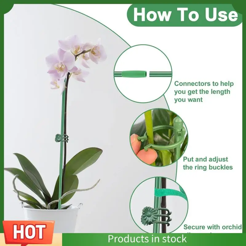 

A68G-Plant Stakes Sets, Plant Sticks With Connect Pipe For Indoor And Outdoor Plants, Green Adjustable Plant Support Stake Durab