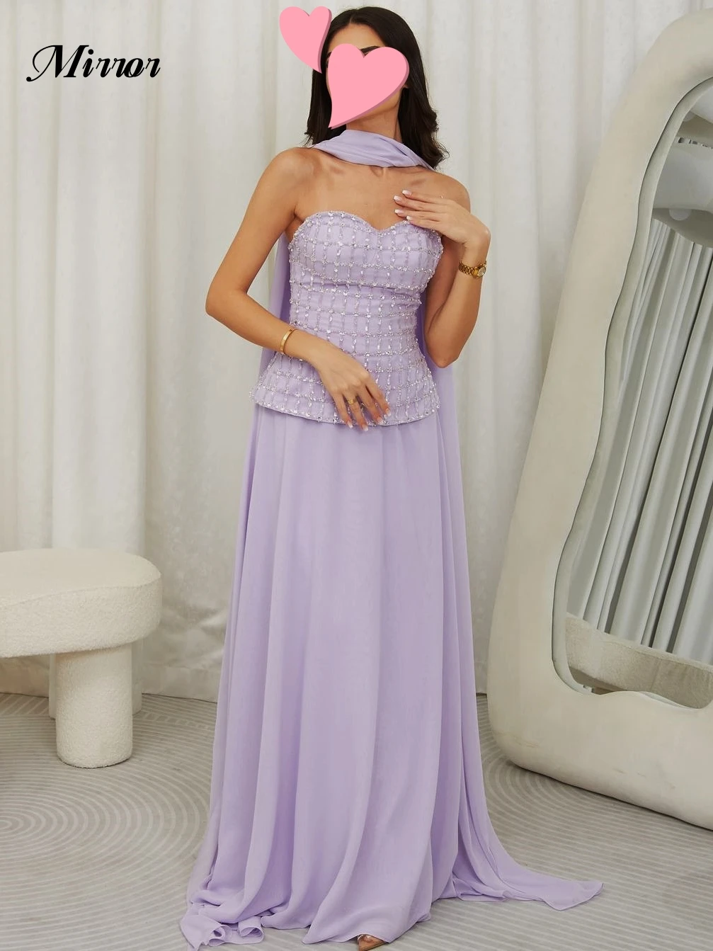 Mirror Dress Elegant Vintage Sweet Lilac Beads Sequins Lace Chiffon Customize Formal Occasion Prom Dress Evening Party Gowns