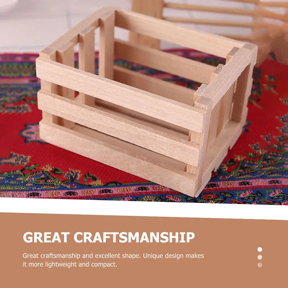 

2Pcs Mini Storage Basket Wooden Craft Decorative Mini House Organizer Holder Home Display Storage Box Ornament