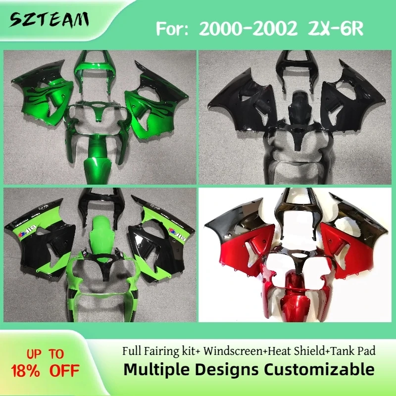 

For KAWASAKI ZX-6R 636 2000 2001 2002 Motorcycle Side Cover Fairings ZX6R 00 01 02 ABS Injection Kit Body Work Fairing Fit