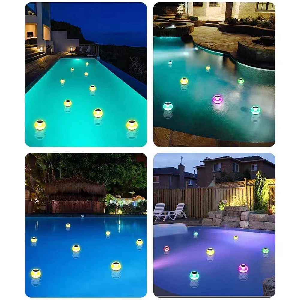 Pool Landscape Lamp 600mAh Ambient Decorative Lamp Floating Pool Light Color Changing Solar Water Floating Lamp for Hot Tub Pond