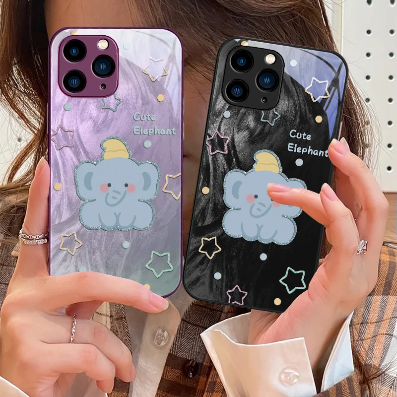 

Cute necklace panda Rose Purple for iPhone 15 Pro 14 13 12 Mini 11 XS Max XR 7 8 Plu SE 2020 2022 Tempered Glass phone case