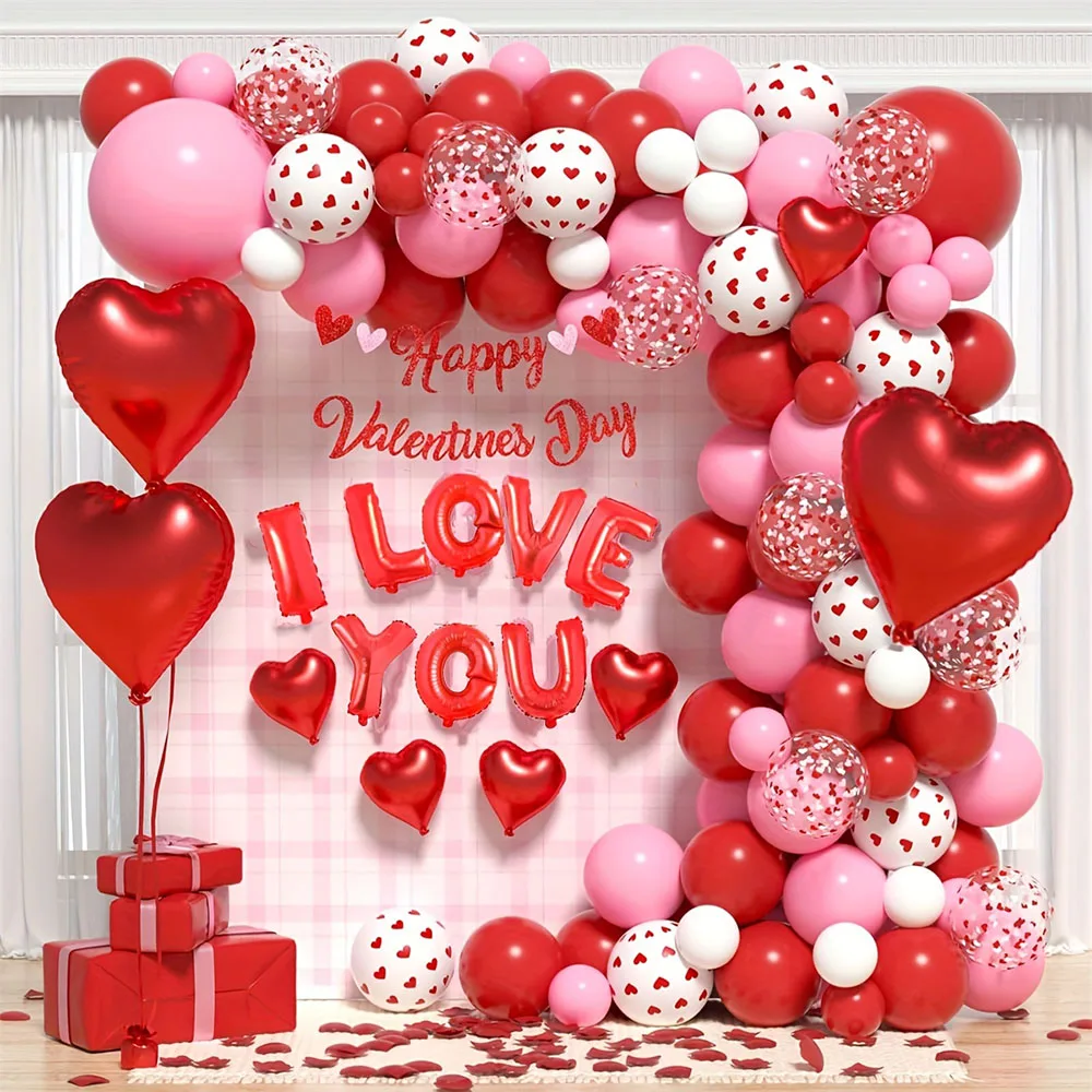 Valentine's Day Balloon Includes Accessories Simulated Rose Petals I Love You Balloon Love Balloon Anniversary Wedding Valentine's Day Romantic Decoration Bedroom Special Night