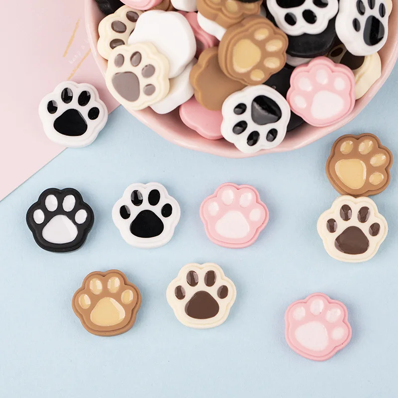 10pcs New Resin Accessories Cartoon Cat Paw Chocolate Diy Scrapbook Crafts Mobile Phone Case Patch Hair Accessories Material