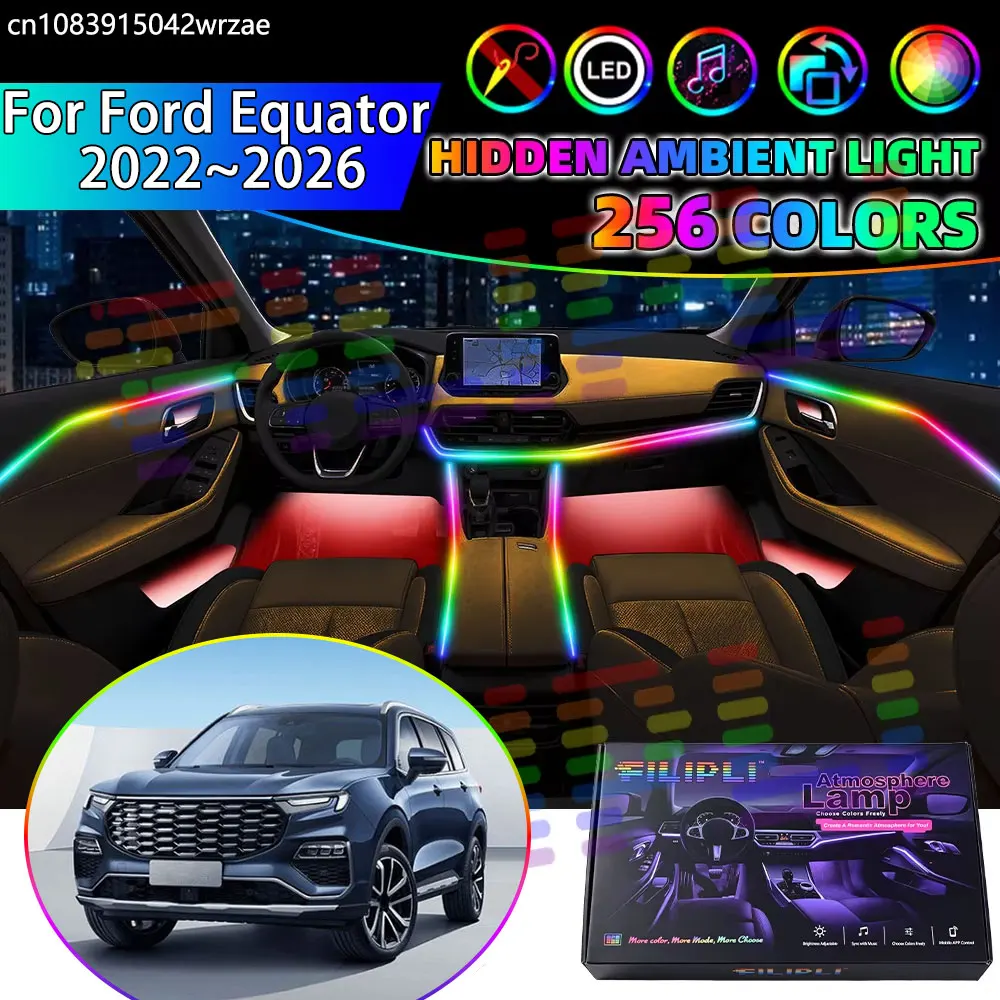 For Ford Equator 2022~2026 CX756  CX743MCA RGB Car Interior Ambient Lights Strips Breathing Lighting Kit App Control LED strips