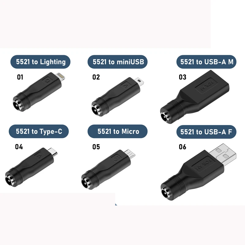 

DC 5.5*2.1mm to Type-c Micro Mini usb 5pin USB Male Female For lighting Power adapter Charging Jack 5V 3A Connector USB C