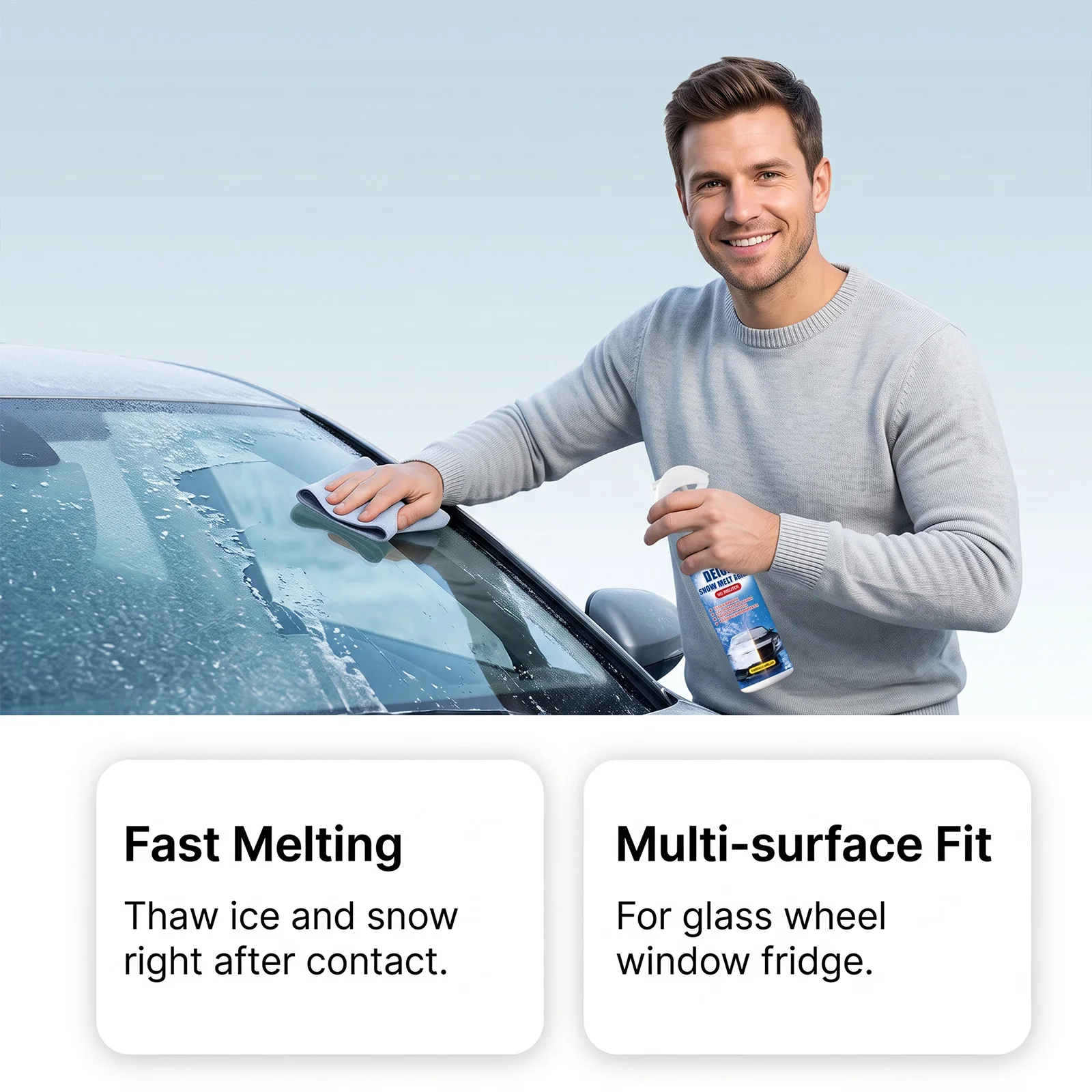 HOMONTH 100ml Snow Melting and Ice Removing Agent – Quick Thaw, Suitable for Materials, Low-Corrosion, Atomized Spray De-Icer