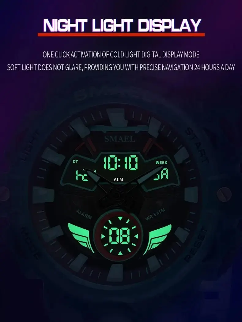 Men Sport Watches SMAEL Original Wristwatches Dropshipping Brand 50M Waterproof Clock 8085 Alarm Young Yellow New Quartz Watch