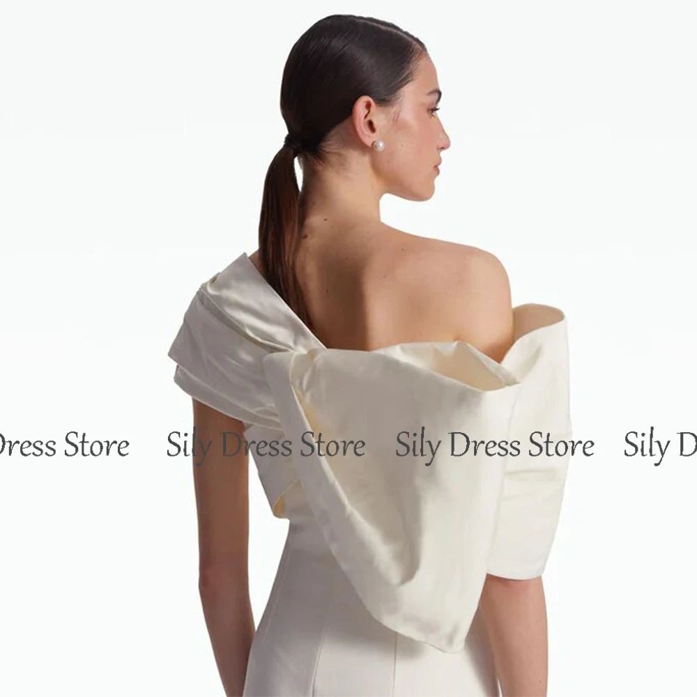 Exquisite Wedding Party Dresses Column&Sheath Jersey Bespoke Occasion Gown Ivory Pleat Front Split Ankle Length Dresses