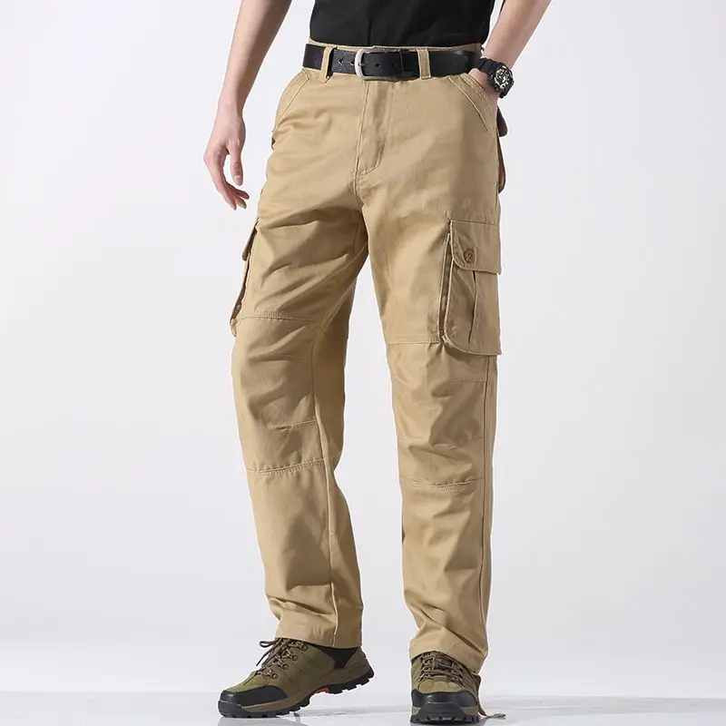 Fashion Overalls Men's Autumn Winter Pants Men's High-end Pure Cotton Wear-resistant Multi-pocket Loose New Handsome Work Pants