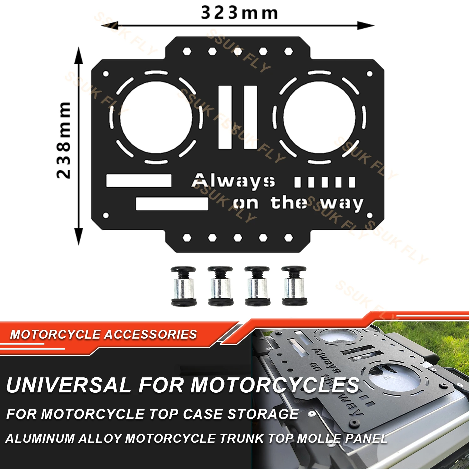 

Motorcycle Top Molle Panel For Trunk Storage Stainless Steel Waterproof Tactical Universal Top Case Organizer Modular Storage