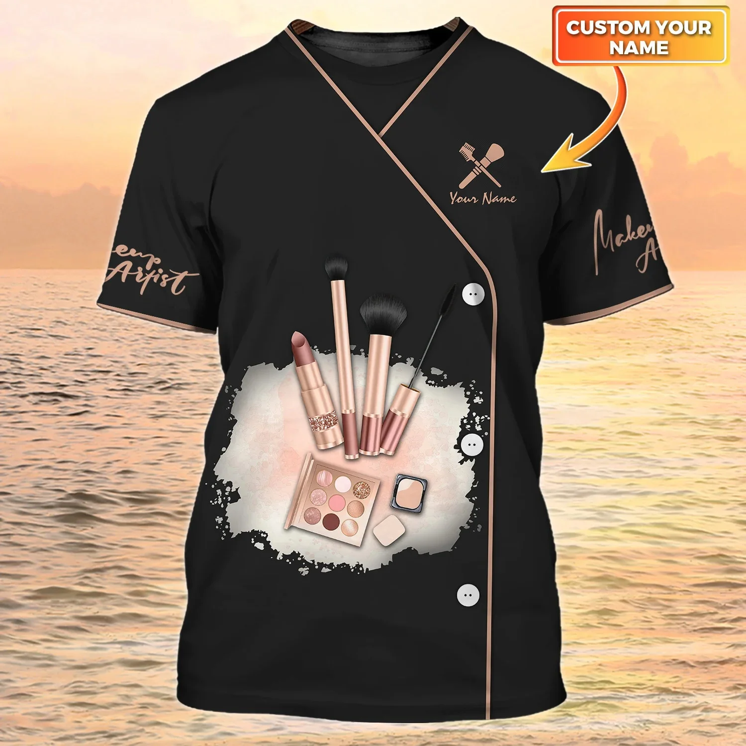Newest Summer Men's T-shirt Nail Technician Personalized Name 3D Printed t shirt Unisex Casual Tops Nail Salon Uniform DW157