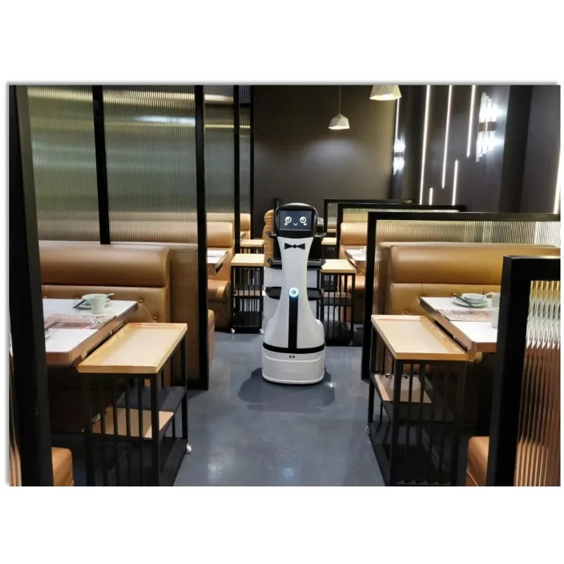 Il ristorante dell'hotel del robot di consegna del cibo ha utilizzato il robot di consegna del materiale dell'ABS del sistema di controllo Android intelligente da 43 kg