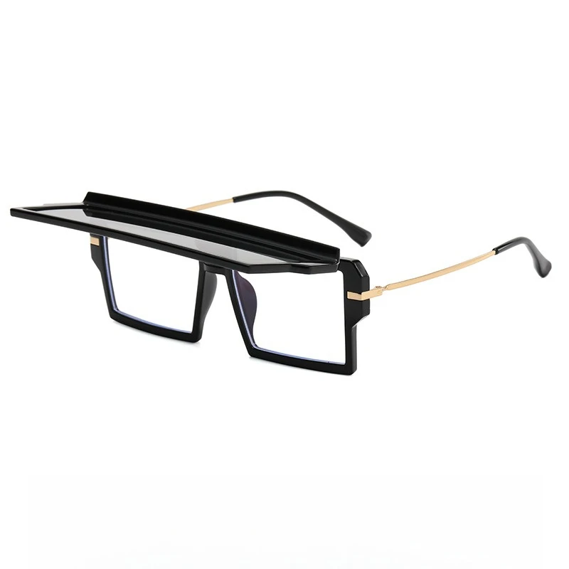 

European American Flip-top One-piece Square Large-frame Sunglasses Fashion Women Men Travel Shades Female Male Driving Eyewear